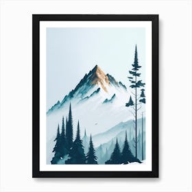 Mountain And Forest In Minimalist Watercolor Vertical Composition 127 Art Print