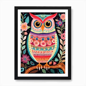 Pink Scandi Owl 2 Art Print