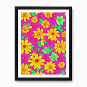 Statice Repeat Retro Flower Art Print