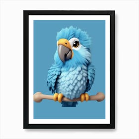 blue parrot design Art Print