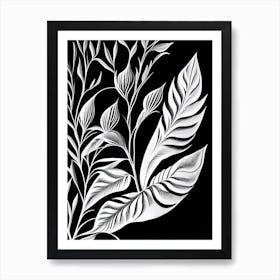 White Willow Leaf Linocut 1 Poster