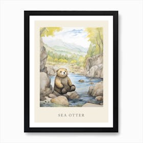 Beatrix Potter Inspired  Animal Watercolour Sea Otter 3 Art Print