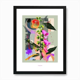 Foxglove 3 Neon Flower Collage Poster Art Print