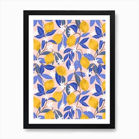 Lemon Citrus Pattern Art Print