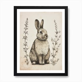 Cinnamon Blockprint Rabbit Illustration 6 Art Print