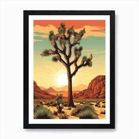  Retro Illustration Of A Joshua Tree At Dawn In Desert 4 Art Print