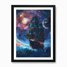 Fantasy Ship Floating in the Galaxy 23 Art Print