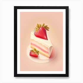 Strawberry Cheesecake, Dessert, Food Marker Art Illustration Art Print