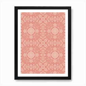 Pink Scrolls Repeated Art Print