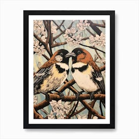 Art Nouveau Birds Poster House Sparrow 1 Art Print