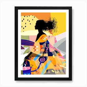 Silhouette Of A Woman Colorful Modern Art Print