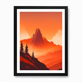 Misty Mountains Vertical Composition In Orange Tone 315 Art Print