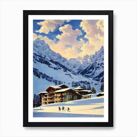 Courmayeur, Italy Ski Resort Vintage Landscape 2 Skiing Poster Art Print