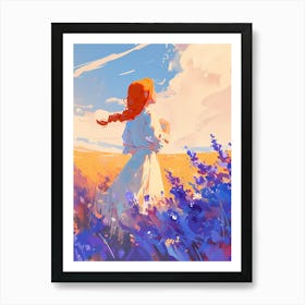 A Girl In Lavender Fields Art Print