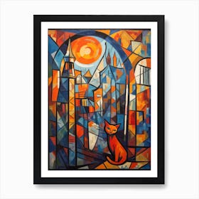 Painting Of Marrakech With A Cat In The Style Of Cubism, Picasso Style 4 Art Print