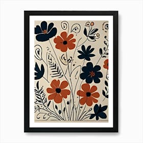 Flowers On A Tile Art Print