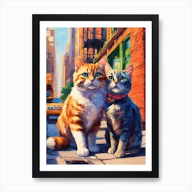 Two Cats On The Street Art Print