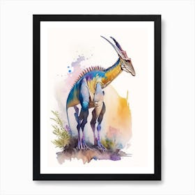 Parasaurolophus 1 Watercolour Dinosaur Art Print