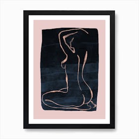 Pink Lady Nude Line A Art Print