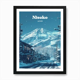 Niseko Hokkaido Japan Ski Mountain Digital Travel Art Art Print