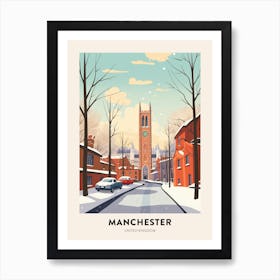 Vintage Winter Travel Poster Manchester United Kingdom 6 Art Print