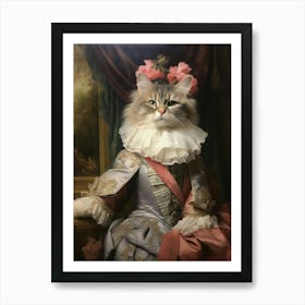 Cat In Medieval Robes Rococo Style  5 Art Print