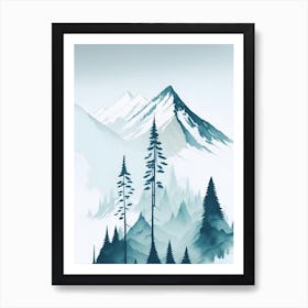 Mountain And Forest In Minimalist Watercolor Vertical Composition 206 Art Print