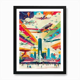 Air Space Museum New York Colourful Silkscreen Illustration 1 Art Print