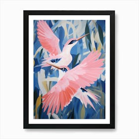 Pink Ethereal Bird Painting Kingfisher 1 Art Print