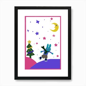 Christmas Rabbit Art Print