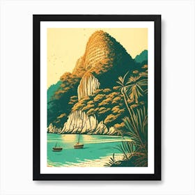 Ko Phi Phi Thailand Vintage Sketch Tropical Destination Art Print