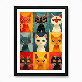 Cat Faces Art Print