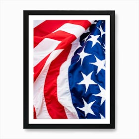 American Flag Unfurling In The Breeze Colors Transitioning From Rippled White At The Top To Rippled (2) Art Print