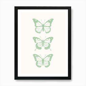 Butterflies Sage Green Poster Art Print