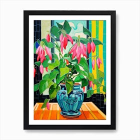 Flowers In A Vase Still Life Painting Fuchsia 3 Art Print