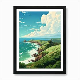 Cape Byron, Australia, Flat Illustration 1 Art Print