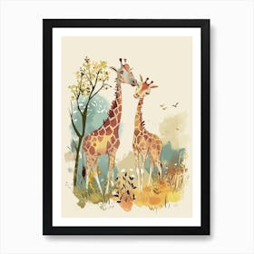 Modern Illustration Of Two Giraffes 2 Art Print