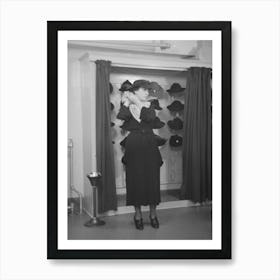 Untitled Photo, Possibly Related To Model Trying On Hat For A Buyer, New York City Showroom, Jersey 3 Art Print