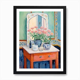 Bathroom Vanity Painting With A Queen Anne S Lace Bouquet 4 Art Print