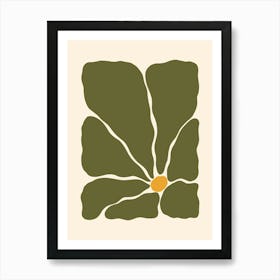Abstract Flower 02 - Dark Green Art Print