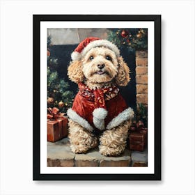 Christmas Goldendoodle 4 Art Print