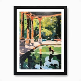 Painting Of A Dog In Parque Del Retiro, Spain In The Style Of Matisse 04 Art Print