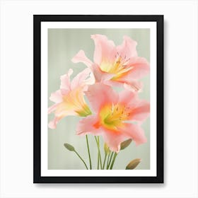 Lilies Flowers Acrylic Painting In Pastel Colours 1 Art Print