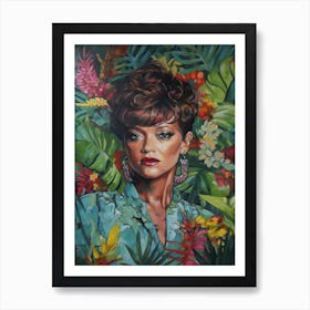 Floral Handpainted Portrait Of Rihanna  3 Art Print