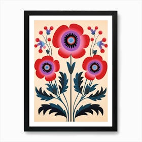 Flower Motif Painting Anemone 2 Art Print