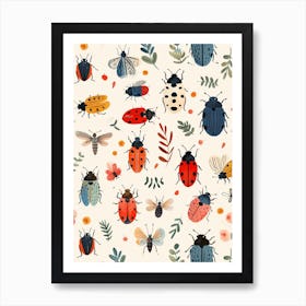 Colourful Insect Illustration Ladybug 16 Art Print