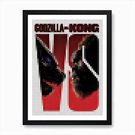 Godzilla Vs Kong In A Dots Art Style Art Print