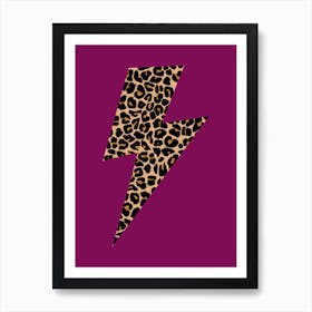 Preppy Leopard Lightning Bolt on Purple Art Print