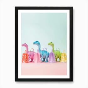 Toy Dinosaur With Shipping Bags Art Print