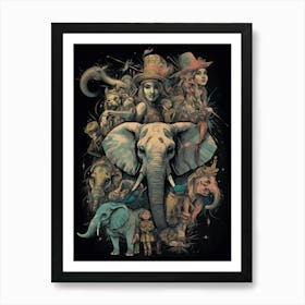 Elephants And Tigers 3 Art Print